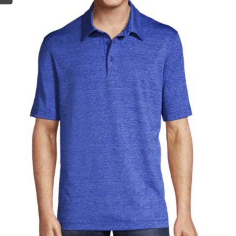 Lands' End Men's True Blue Rapid Dry Space Dye Polo Size Large